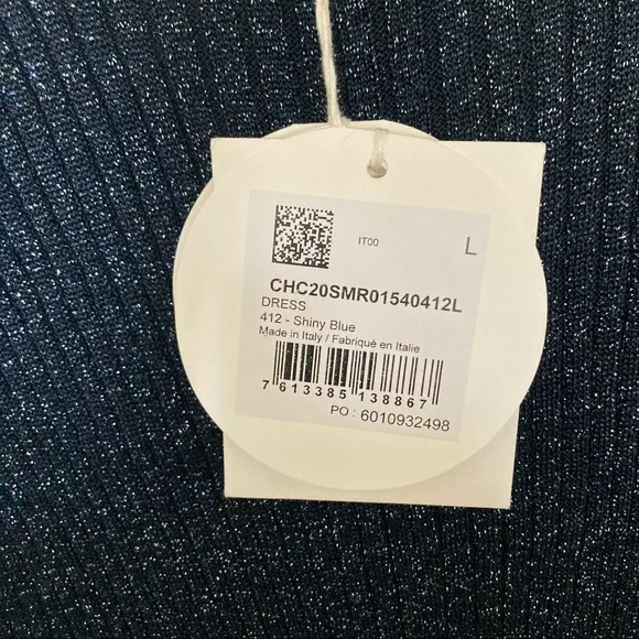 New Chloé Shiny Blue Knit Longsleeve Dress Size Large - Picture 6 of 10